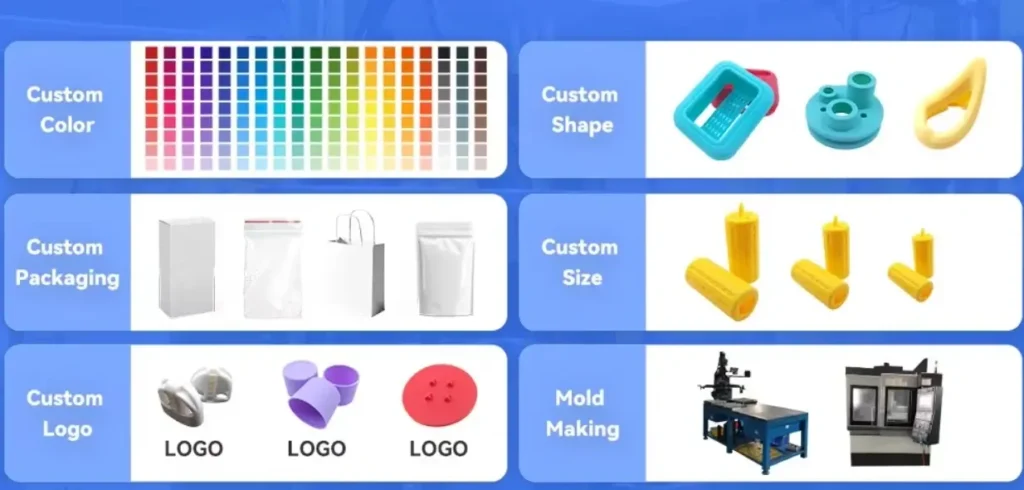 Functional customization capabilities for silicone components including precision molding, material selection, and dimensional control.