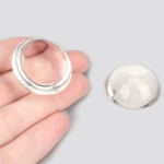High-transparency optical silicone lenses for LED secondary optics applications