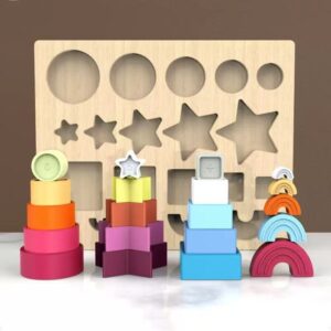 Colorful silicone stacking toy for early childhood sensory development.