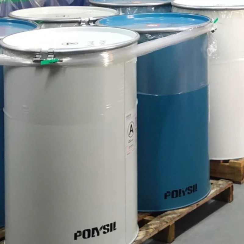 AB silicone raw material barrels used for high-accuracy 1:1 closed-loop mixing in HCR/LSR production