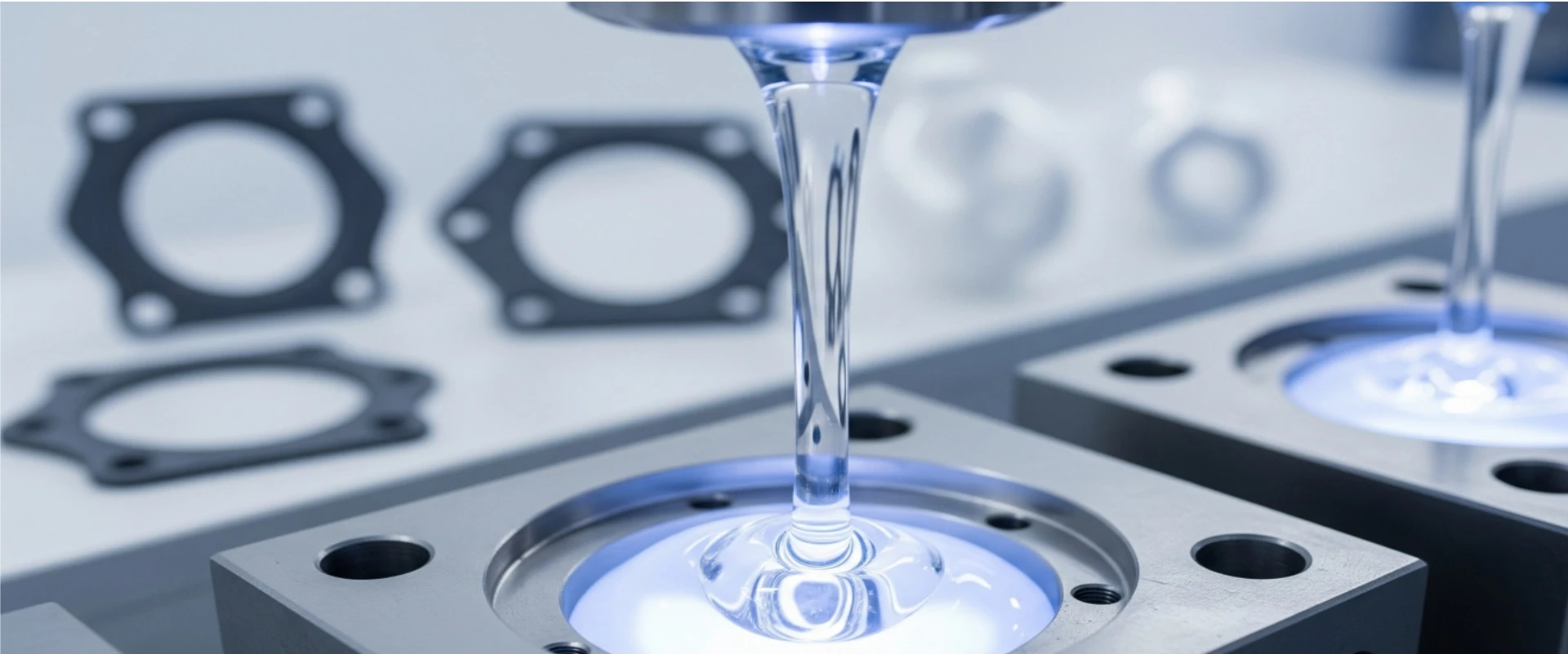Liquid silicone rubber filling precision mold cavity for medical and industrial silicone component manufacturing